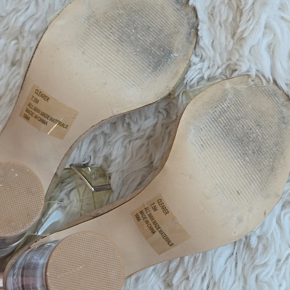 Steve Madden Clearer Clear Strappy Round Heel Dress Shoes US 7.5 - Picture 8 of 8